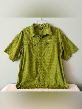 Cloudveil Men’s Lightweight Green Paisley Retro Short Sleeve Button Shirt - XL